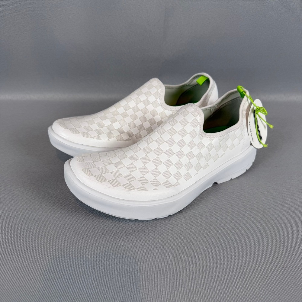 Slip-On Women's Sneakers in White with Neon Accent - Picture 2 of 7